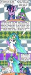  clothing comic crown cutie_mark dragon dress english_text equine female feral friendship_is_magic fur hair horn horse mammal multi-colored_hair my_little_pony pony princess princess_celestia_(mlp) purple_fur royalty scalie spike_(mlp) text twilight_sparkle_(mlp) unicorn winged_unicorn wings 