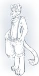  addickted anthro camo canine chest chest_tuft clothing cute detailed digitigrade evil feline fluffy fur grin hat hybrid hyena line_art looking_at_viewer male mammal maxhaibane military monochrome pants paws pubes sharp_teeth shorts solo standing suspenders teeth tiger topless tuft urban wolf young 