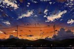  animal bird clouds landscape mac_naut original scenic signed sky sunset 