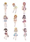  ankle_lace-up ayase_eli bag bikini bikini_skirt black_hair blonde_hair blue_eyes blue_sarong bottle breasts brown_hair can cleavage cross-laced_footwear drink everyone flower food fruit full_body green_eyes green_sarong hair_flower hair_ornament hat high_heels hoshizora_rin ice_cream jewelry kiyose_akame koizumi_hanayo kousaka_honoka long_hair love_live! love_live!_school_idol_project medium_breasts minami_kotori multiple_girls navel necklace nishikino_maki one_eye_closed orange_eyes orange_hair pink_sarong ponytail print_sarong purple_eyes purple_hair ramune red_eyes red_hair sandals sarong see-through shoes short_hair small_breasts smile sonoda_umi swimsuit toujou_nozomi translucent_sarong twintails v watermelon yakitori yazawa_nico 