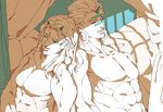  2boys battle_tendency curtains horns jojo_no_kimyou_na_bouken manly multiple_boys muscle santana_(jojo) sleeping wamuu 