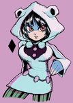  animal_ears bad_id bad_pixiv_id black_hair fake_animal_ears gachirin higashikata_daiya hood jojo_no_kimyou_na_bouken jojolion pantyhose red_eyes solo striped striped_legwear vertical-striped_legwear vertical_stripes 