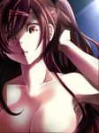  adjusting_hair arm_up breasts brown_eyes brown_hair chuunibyou_demo_koi_ga_shitai! hair_ornament hairclip large_breasts long_hair looking_at_viewer nibutani_shinka nude open_mouth out-of-frame_censoring sakayama_shinta solo 