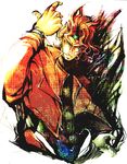  dio_brando green_eyes headband highres jacket jojo_no_kimyou_na_bouken male_focus nekoritatsuki red_hair solo yellow_jacket 