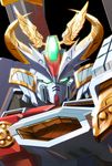  gundam gundam_daishogun highres horns mecha no_humans sd_gundam sd_sengokuden simple_background solo sukekiyo56 