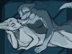  biting_ear canine cuddling danji_isthmus duo ear_biting fennec folf fox gay graneth hybrid male mammal sofa taag wolf 