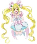  :d bad_id bad_pixiv_id blonde_hair boots bow choker cure_echo full_body interlocked_fingers jumping long_hair open_mouth pink_bow precure precure_all_stars_new_stage:_mirai_no_tomodachi sakagami_ayumi sasamaru_chimaki simple_background smile solo twintails white_background white_choker white_footwear yellow_eyes 