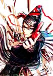  bad_id bad_pixiv_id bayonetta bayonetta_(character) black_hair blue_eyes bodysuit elbow_gloves finger_gun glasses gloves hair_ribbon lipstick long_hair makeup mole mole_under_mouth pointing pointing_at_viewer ribbon seitsuji smile solo white_gloves 