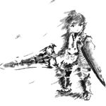  deirdre_(gutata3145) final_fantasy final_fantasy_xiv greyscale lalafell monochrome paladin_(final_fantasy) shield sword weapon 