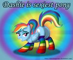  blush butt coppertone cutie_mark equine female feral friendship_is_magic horse legwear mammal my_little_pony pegasus pony ponytail rainbow_dash_(mlp) solo stockings wings 