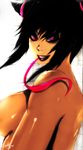  absurdres black_hair breasts drill_hair grin han_juri highres large_breasts lipstick makeup mouth_hold nude out-of-frame_censoring pointy_hair purple_eyes purple_lipstick ribbon shiny shiny_skin sideboob signature smile solo street_fighter street_fighter_iv_(series) tikantz twin_drills 