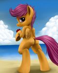  beach butt cub dr._pepper equine female feral friendship_is_magic fur hair horse looking_at_viewer mammal my_little_pony orange_fur pegasus pegsus pony pony-fuhrer purple_eyes purple_hair pussy scootaloo_(mlp) seaside solo tres-apples wings young 