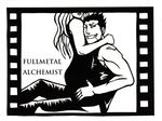  1boy 1girl dress fullmetal_alchemist greed grin homunculus in_lap long_hair monochrome short_hair sitting sitting_on_lap sitting_on_person skin_tight sleeveless smile spiked_hair 