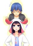  1girl animal_ears black_hair blue_hair bunny_ears closed_eyes highres long_hair open_mouth purple_eyes rokepoke1016 short_hair smile souma_hiroomi sweater working!! yamada_aoi 