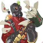  22_(tak_ja) bad_id bad_pixiv_id envelope gas_mask gloves holding holding_weapon lowres mailbox_(incoming_mail) male_focus oxygen_tank postal_pummeler simple_background solo team_fortress_2 the_pyro triboniophorus_tyrannus wax_seal weapon white_background 