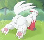  2013 all_fours anthro anus balls ben300 bent_over big_butt butt drooling fur male mongoose nintendo nude outside pok&#233;mon pok&#233;morph pok&eacute;mon presenting presenting_hindquarters raised_tail saliva solo video_games zangoose 