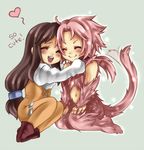  brown_hair couple cute dialog english_text female final_fantasy final_fantasy_ix fur garnet_til_alexandros_xvii hair hug interspecies male pink_fur pink_hair rueme straight text trance video_games zidane_tribal 