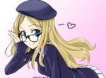  :3 beret bespectacled blonde_hair blue_eyes etsuosan frenda_seivelun glasses hat long_hair solo to_aru_kagaku_no_railgun to_aru_majutsu_no_index 