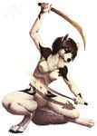  breasts canine female kero_tzuki mammal nude solo sword weapon wolf 