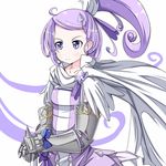  alternate_costume armor cape cure_sword dokidoki!_precure gloves hair_ornament half_updo heart kenzaki_makoto mad_(hazukiken) ponytail precure purple purple_eyes purple_hair purple_legwear purple_skirt serious short_hair skirt solo spade_hair_ornament standing 