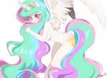  anthro anthrofied artist_name breasts celestia_(my_little_pony) crown cutie_mark english equine female friendship_is_magic fur hair hair_grab horn horse jiayi long_hair mammal multi-colored_hair multicolored_hair my_little_pony my_little_pony_friendship_is_magic nude personification pink_eyes pony princess princess_celestia_(mlp) purple_eyes rough royalty smile tail text very_long_hair white_fur winged_unicorn wings 