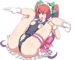  breasts censored garter hu_sea nipples red_hair swimsuit tagme twintails 