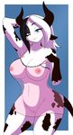  anthro areola assertive babydoll big_breasts black_hair blue_eyes bovine breasts closed_mouth clothed clothing edit erect_nipples female fur hair las_lindas looking_at_viewer mammal nipples plain_background pussy short_hair skimpy smile solo standing translucent white_fur white_hair 