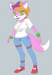  anthro canine clothing doukivic female fox mammal pants ribbons rollercoasterviper59 shirt sneakers wristband 