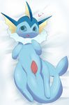  bed blush eeveelution feral kururi_itachi looking_at_viewer lying male nintendo on_back open_mouth penis pok&#233;mon pok&eacute;mon precum satomisato solo vaporeon video_games 