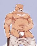  bear biceps big_muscles bulge chubby fundoshi fur gobi09155_(pixiv) grizzly_bear juuichi juuichi_mikazuki kemono male mammal morenatsu muscles nipples topless underwear undressing 