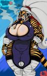  big_breasts blue_dress blue_eyes breasts chinese_dress cleavage clothed clothing dress erect_nipples feline female gmilf grandmother hair huge_breasts hyper hyper_breasts long_hair mammal milf mother muscles muscular_female nipples parent rasp777 smoking stripes thick_thighs tiger tiger-li_lotus white_hair wide_hips 