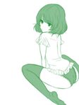  bad_id bad_pixiv_id idolmaster idolmaster_cinderella_girls kaminan mole mole_under_eye monochrome panties short_hair short_sleeves sitting solo takagaki_kaede thighhighs underwear wariza white_background 