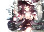  animal_ears black_dress black_hair cat_ears collarbone dress earrings holding jewelry lantern long_hair original q-100 solo tree yellow_eyes 