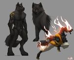  arch balls black canine feral fire nude sheath werewolf wolf 