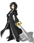  1girl black_hair blue_eyes coat keyblade kingdom_hearts solo xion xion_(kingdom_hearts) 