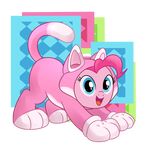  3_toes abstract_background alpha_channel animal_ears blue_eyes cat cat_ears equine feline female feral friendship_is_magic fur hair horse madmax mammal my_little_pony open_mouth pink_fur pink_hair pinkie_pie_(mlp) plain_background pony smile solo stretching tongue transparent_background 