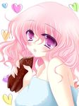  bottle drink heart hinami_(trau_merei1341) no_hat no_headwear open_mouth pink_eyes pink_hair saigyouji_yuyuko short_hair soda soda_bottle touhou towel 