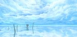  branch cloud cloudy_sky commentary_request day highres horizon hotaka no_humans original outdoors partially_immersed reflection robot salar_de_uyuni scenery sky water_surface 