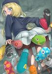  bad_id bad_pixiv_id beret blonde_hair blue_eyes frenda_seivelun hat highres long_hair nukomasu panties panties_under_pantyhose pantyhose skirt solo to_aru_kagaku_no_railgun to_aru_majutsu_no_index torn_clothes torn_legwear underwear 