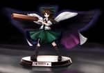  arm_cannon black_wings bow brown_hair cape hair_bow long_hair reiuji_utsuho solo touhou tsubasa_(abchipika) weapon wings 