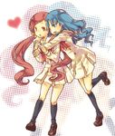  bad_id bad_pixiv_id blue_eyes blue_hair chiko_(mizuho) hanasaki_tsubomi heart heartcatch_precure! hug hug_from_behind kurumi_erika long_hair multiple_girls myoudou_gakuen_middle_school_uniform pink_eyes pink_hair precure school_uniform twintails wavy_hair 