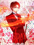  bad_id bad_pixiv_id birthday blue_eyes brown_hair facial_hair fate/zero fate_(series) formal gem goatee happy_birthday male_focus norio_(chiki!chiki!) red_hair solo staff suit toosaka_tokiomi 