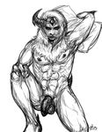  absol anthro balls biceps flaccid flexing fur hair horn looking_at_viewer male mane muscles nintendo nipples nude pecs penis pillow pok&#233;mon pok&#233;morph pok&eacute;mon pose presenting sketch standing video_games yellowpower 