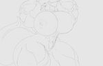  abs biceps big_breasts breasts dialog dragon erect_nipples female flexing huge_breasts inks invalid_tag kosmonius monochrome muscles muscular_female navel nipples nude pencil pussy scalie sketch text tongue tongue_out 
