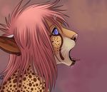  abstract_background ambiguous_gender cheetah edit feline girly hair long_hair mammal markings open_mouth pineappleshark pink_hair plain_background purple_eyes solo spots tongue unknown_artist whiskers 