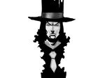 1boy enies_lobby eyes_closed facial_hair formal goatee hat highres male male_focus monochrome necktie one_piece pagun_(pugn) rob_lucci solo suit top_hat 