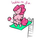  anthro anthrofied breasts cutie_mark dickgirl diving_board erection friendship_is_magic intersex my_little_pony penis pinkie_pie_(mlp) plain_background solo text unknown_artist what white_background 