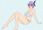  1girl ayane ayane_(doa) barefoot bikini blush dead_or_alive purple_hair swimsuit tecmo 