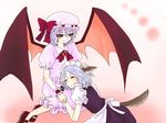  animal_ears bat_wings blue_hair braid dog_ears dog_tail hairband izayoi_sakuya kemonomimi_mode lap_pillow multiple_girls purple_hair red_eyes remilia_scarlet short_hair sleeping tail touhou wings yumesuke 