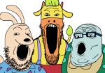  anonymous_artist anthro beard bovid bovine cattle clothed clothing digital_media_(artwork) eyewear facial_hair filburt_shellbach fur glasses group hair heffer_wolfe horn humor looking_at_viewer macropod male mammal marsupial meme nickelodeon open_mouth reptile rocko's_modern_life rocko_rama scalie simple_background smile soyjak steer surprise tail topwear trio turtle wallaby white_background wojak 